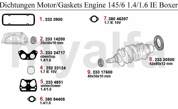 GASKETS ENGINE 1.4/1.6