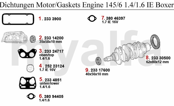 Dichtungen Motor 1.4/1.6