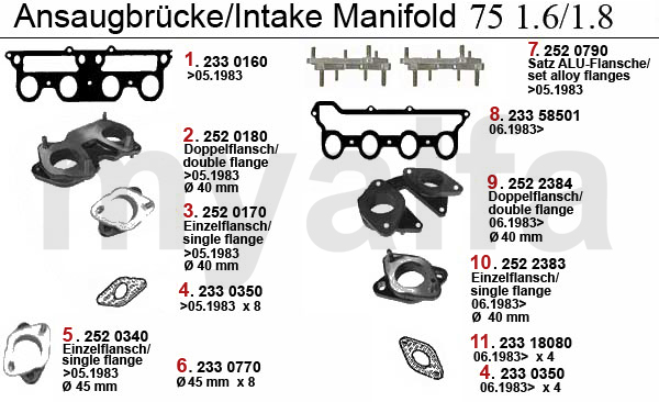 INTAKE MANIFOLD 75 1.6/1.8 CARB.