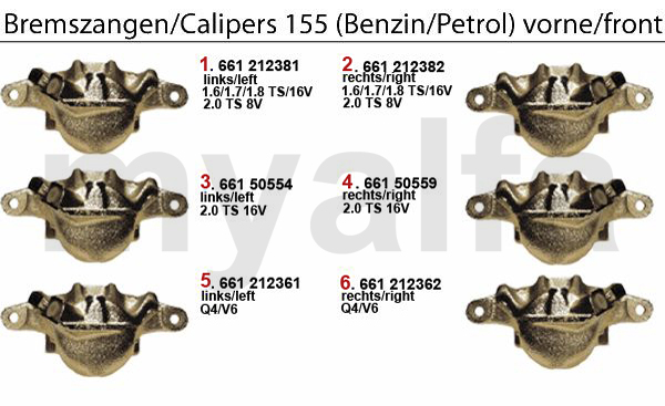 CALIPER FRONT PETROL VERSIONS