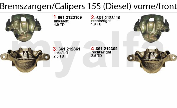 CALIPER FRONT DIESEL VERSIONS