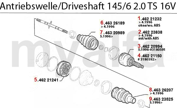 DRIVESHAFT 2.0 TS 16V 1995>