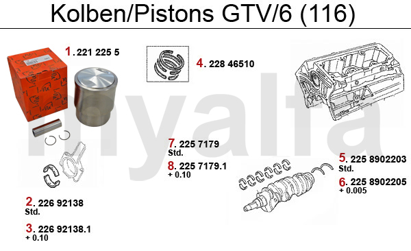 PISTONS/BEARINGS GTV/6