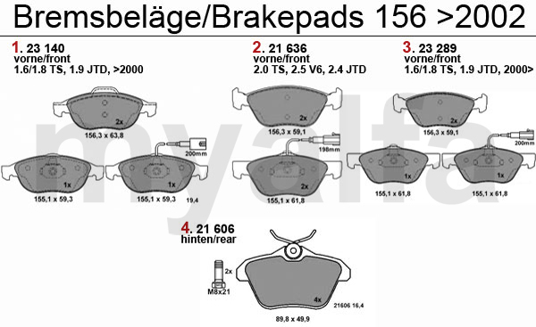 BRAKE PADS >2002
