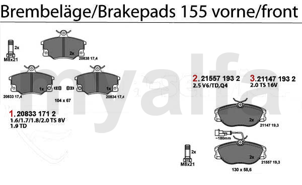 Bremsbeläge vorne