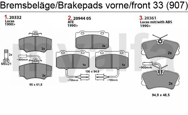 Bremsbeläge 907 vorne