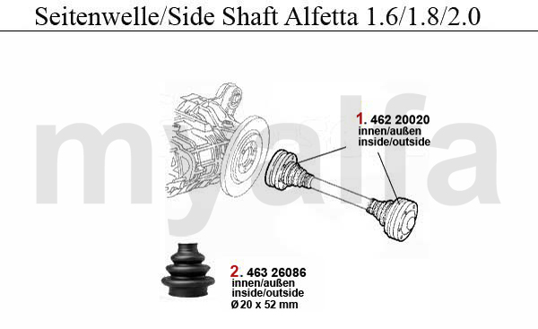 Drivaxlar 1.6/1.8/2.0