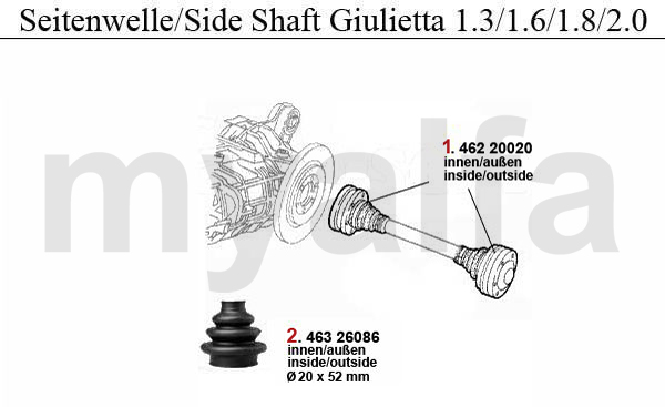 SIDE SHAFT 1.3/1.6/1.8/2.0