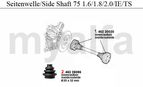 Seitenwelle 1.6/1.8/2.0/IE/TS