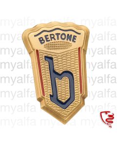 Emblem Bertone "b" Metall,    guldfärg, 41mm x 28mm       