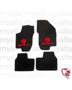 Fußmatten 156 schwarz/rotes Emblem Tuftvelour,gekettelt,Rückenbeschichtung:Latex-Feinpräg