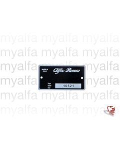 Typenschild Blech 105.21 , GT Bertone 2000