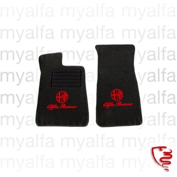 FOOT MAT SET SPIDER 1966-69 BLACK VELOURS WITH RED BADGE