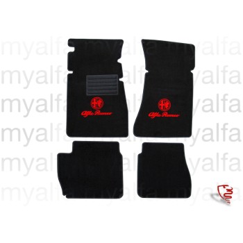 FOOT MAT SET GIULIA HANGING PEDALS, BLACK WITH RED BADGE