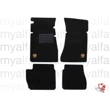 FOOT MAT SET GIULIA HANGING PEDALS, VELOURS BLACK EMBROIDERED BADGE