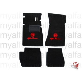 FOOT MAT SET GIULIA STANDING PEDALS, BLACK WITH RED BADGE
