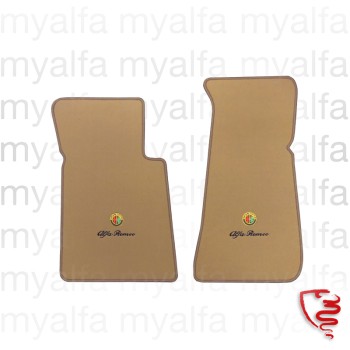FOOT MAT SET SPIDER 1970-93 VELOURS SAND BEIGE WITH EMBROIDERED BADGE