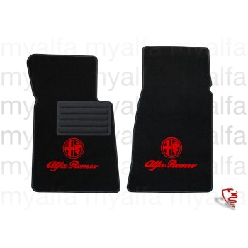 FOOT MAT SET SPIDER 1970-85 VELOURS BLACK WITH RED BADGE
