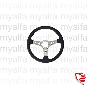 STEERING WHEEL 360 mm LEATHER, CHROMED SPOKES, WITH HOLES