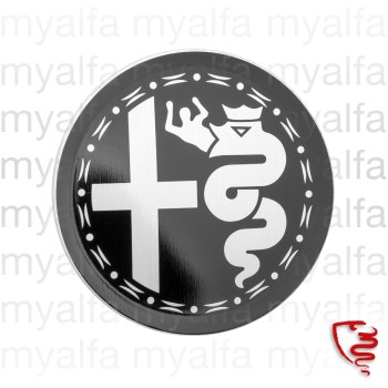 Emblem Alufelge silber / schwarzer Hintergrund 48 mm
