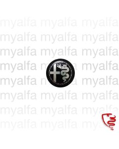 BADGE ALUMINIUM WHEEL SILVER / BLACK BACKGROUND 48 mm