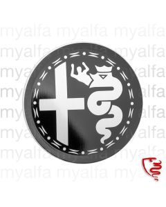 BADGE ALUMINIUM WHEEL SILVER / BLACK BACKGROUND 48 mm