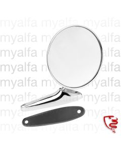 DOOR MIRROR CHROME ROUND SPIDER 1966-69,GT BERTONE 1st SERIES WITHOUT ALFA EMBLEM WITH RUBBER PAD 