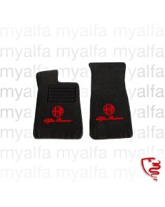 FOOT MAT SET SPIDER 1966-69 BLACK VELOURS WITH RED BADGE