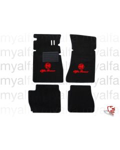 FOOT MAT SET GIULIA STANDING PEDALS, BLACK WITH RED BADGE
