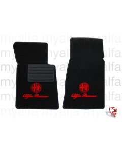 FOOT MAT SET SPIDER 1970-85 VELOURS BLACK WITH RED BADGE