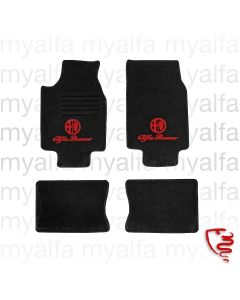 SET FLOOR MATS FOR ALFA 75, BLACK WITH RED EMBLEM, REAR SIDE : LATEX