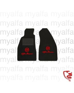 FLOOR MATS SET SPIDER (916) (2PC.) BLACK, RED VELOURS EMBLEM, REAR SIDE: LATEX SURFACE