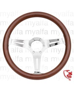 Lenkrad 350mm Mahagoni        braun Speichen verchromt,     geschlitzt