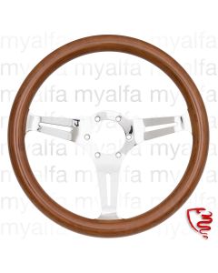 Lenkrad 350mm Mahagoni rötlich Speichen verchromt,           geschlitzt