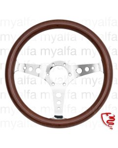 Lenkrad 350mm Mahagoni braun  Speichen verchromt, gelocht   