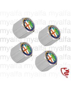 SET VALVE CAPS WITH ALFA ROMEO BADGE