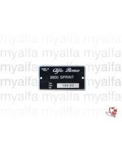 Typenschild Blech 106.02      Sprint 2600                   