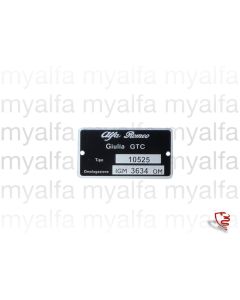 Typenschild Blech 105.25, Giulia Sprint GTC