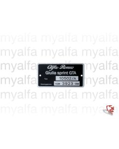 Typenschild Blech 105.02/A, Giulia Sprint GTA 1600