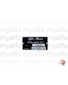 Typenschild Blech 105.02, Giulia Sprint GT