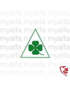 Dekal klöverblad på vit grund, trekantig 90x100mm      