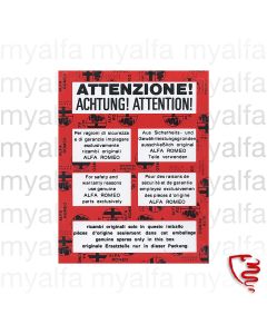 STICKER "USE ORIGINAL SPARES" 95mm x 124mm                  